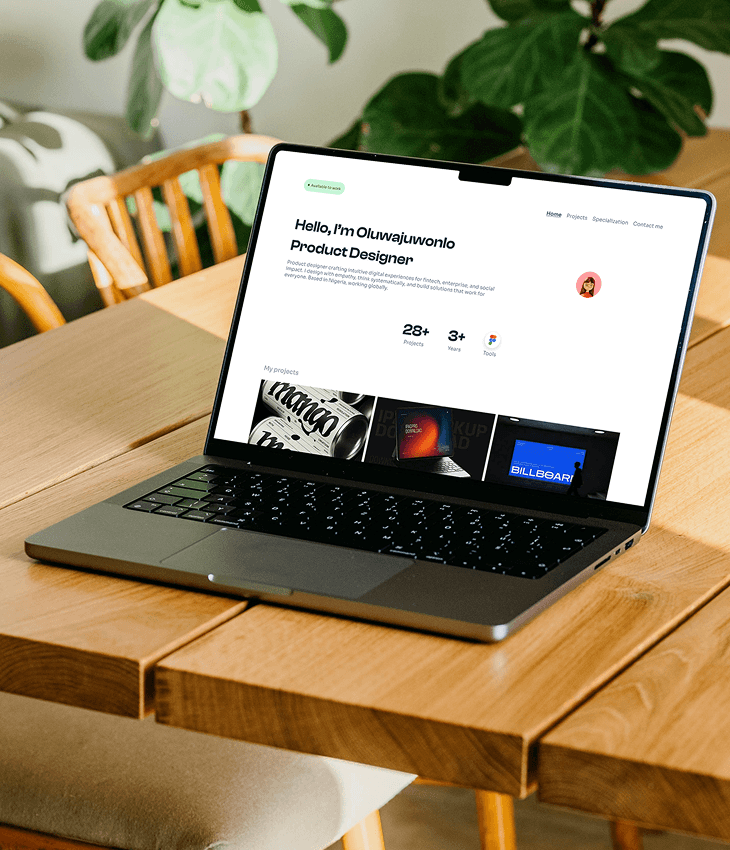Portfolio website on laptop